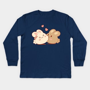 Cute & Kawaii Bunny Kisses | Purple Kids Long Sleeve T-Shirt